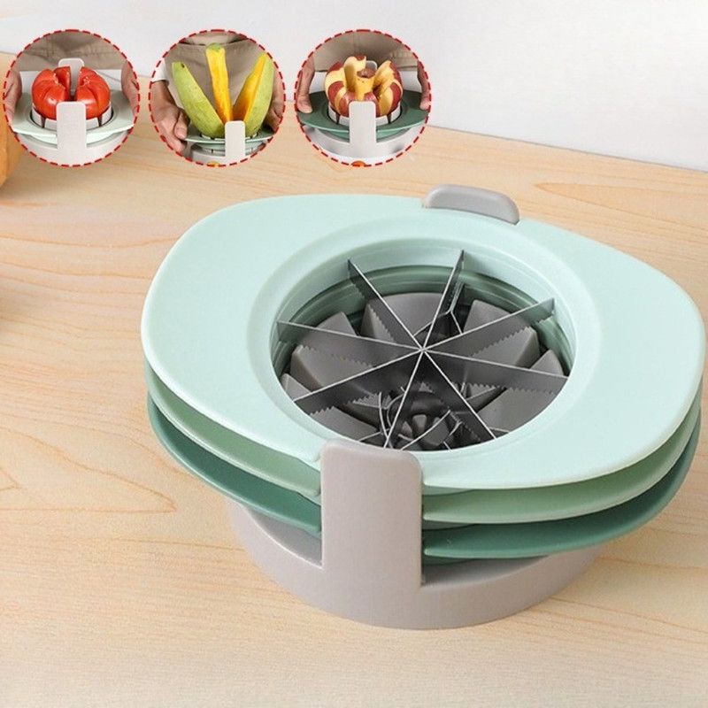3-in-1 Multi-Fruit Slicer Set, Apple, Mango, and Tomato Cutter, Stackable Vegetable Cutting Kitchen Tool—Green - Image 2