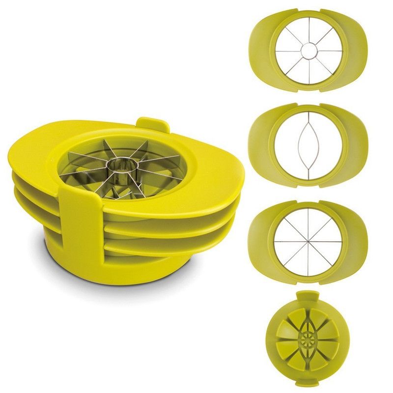 3-in-1 Multi-Fruit Slicer Set, Apple, Mango, and Tomato Cutter, Stackable Vegetable Cutting Kitchen Tool—Light Green - Image 1