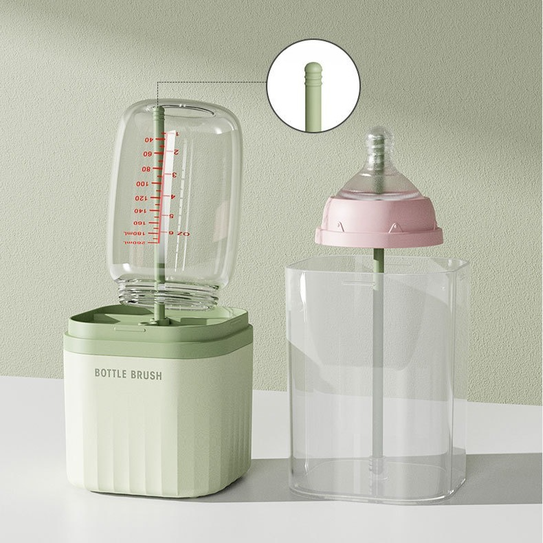 6-in-1 Portable Silicone Bottle Brush Set with Drying Storage Box, All-Purpose Cleaner for Baby Bottles, Nipples, and Straw Cups - Orange - Image 5