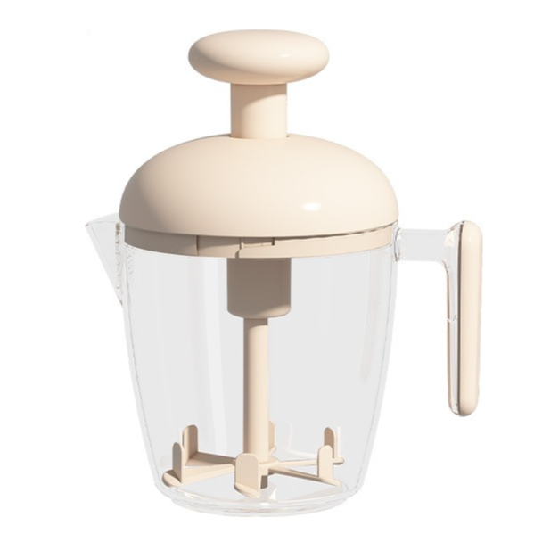 Semi-Auto Press Egg Mixer Cup, Large-Capacity Hand Whisk with Filter Spout for Baking, Whipping Cream, and Beating Eggs—White - Image 1