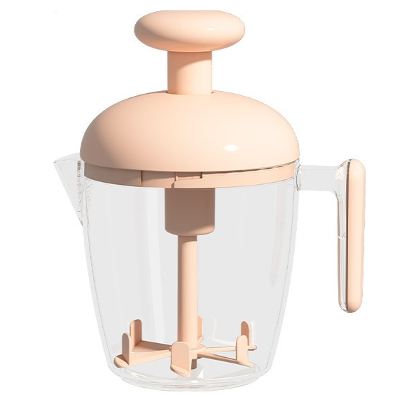Semi-Auto Press Egg Mixer Cup, Large-Capacity Hand Whisk with Filter Spout for Baking, Whipping Cream, and Beating Eggs—Pink - Image 1