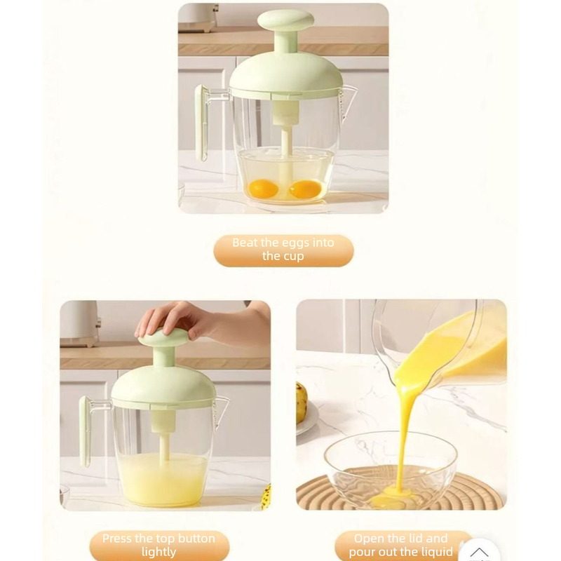 Semi-Auto Press Egg Mixer Cup, Large-Capacity Hand Whisk with Filter Spout for Baking, Whipping Cream, and Beating Eggs—Pink - Image 5