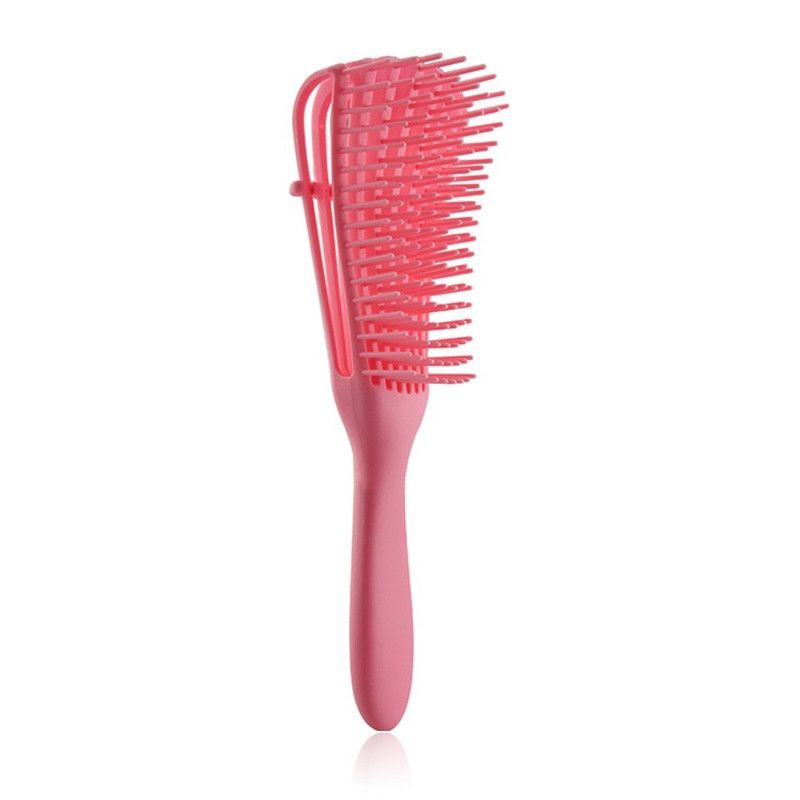Adjustable 8-Claw Detangler Hair Brush, Hollow Curved Vent Brush for Wet and Dry Hair Styling and Massage—Pink - Image 1