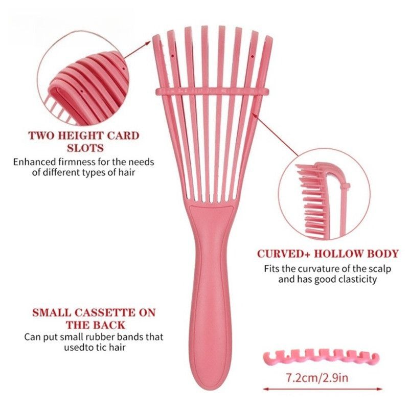 Adjustable 8-Claw Detangler Hair Brush, Hollow Curved Vent Brush for Wet and Dry Hair Styling and Massage—Pink - Image 2