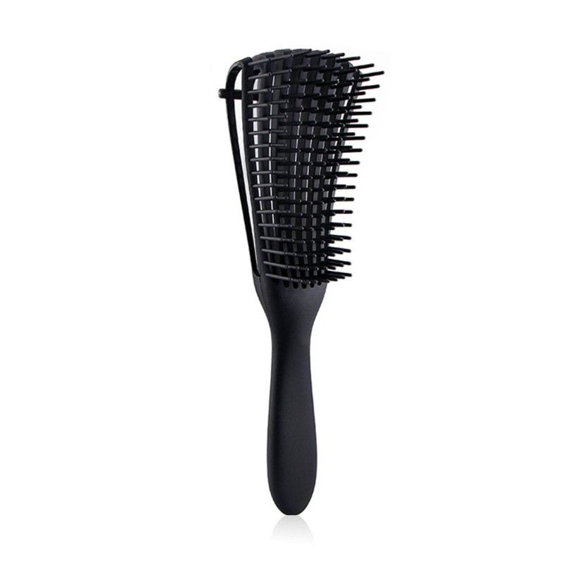 Adjustable 8-Claw Detangler Hair Brush, Hollow Curved Vent Brush for Wet and Dry Hair Styling and Massage - Black - Image 1