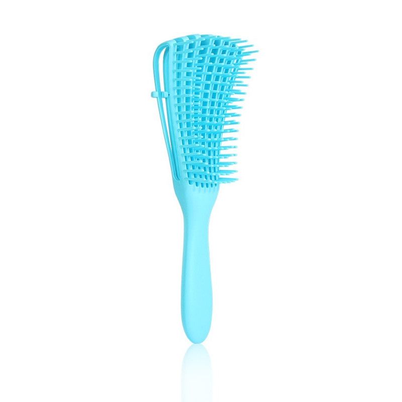 Adjustable 8-Claw Detangler Hair Brush, Hollow Curved Vent Brush for Wet and Dry Hair Styling and Massage - Blue - Image 1