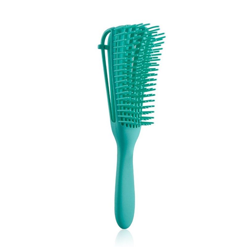 Adjustable 8-Claw Detangler Hair Brush, Hollow Curved Vent Brush for Wet and Dry Hair Styling and Massage - Green - Image 1