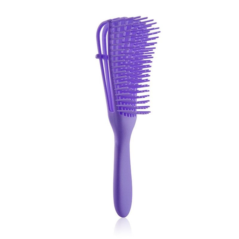 Adjustable 8-Claw Detangler Hair Brush, Hollow Curved Vent Brush for Wet and Dry Hair Styling and Massage - Purple - Image 1