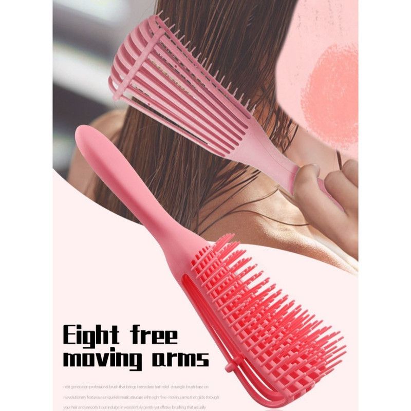 Adjustable 8-Claw Detangler Hair Brush, Hollow Curved Vent Brush for Wet and Dry Hair Styling and Massage - Purple - Image 5