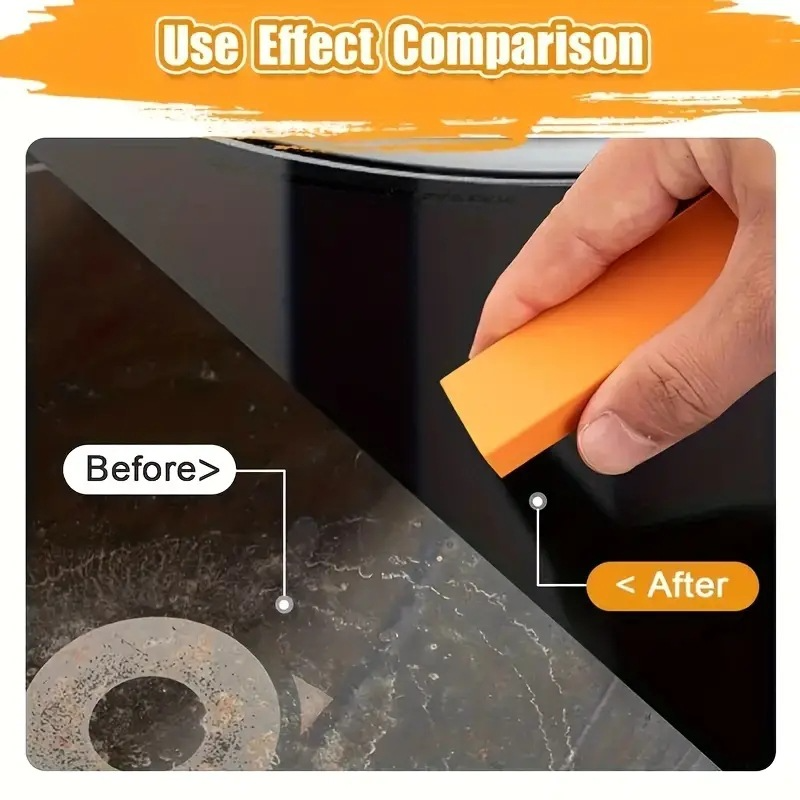 3-Pack - Stainless Steel Rust Cleaning Eraser, Multi-Purpose Stain Remover Block for Kitchen Limescale & Rust - Orange - Image 4