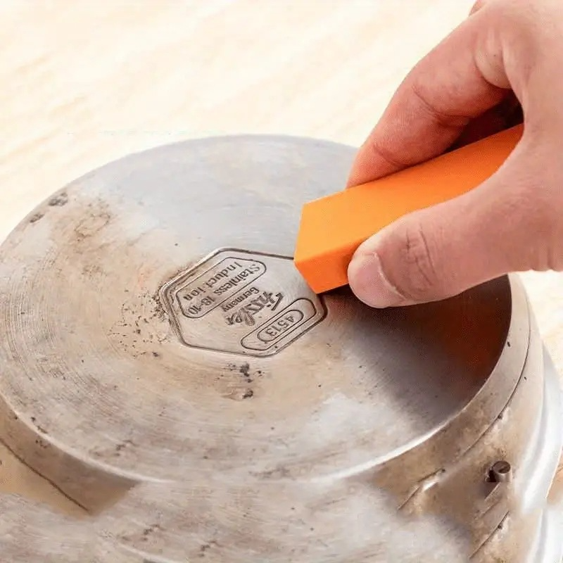 3-Pack - Stainless Steel Rust Cleaning Eraser, Multi-Purpose Stain Remover Block for Kitchen Limescale & Rust - Orange - Image 6