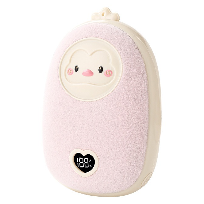 Cute Cartoon Hand Warmer 2-in-1 Portable USB Charging Power Bank, 3 Temperature Settings Pocket Heater—Pink - Image 1