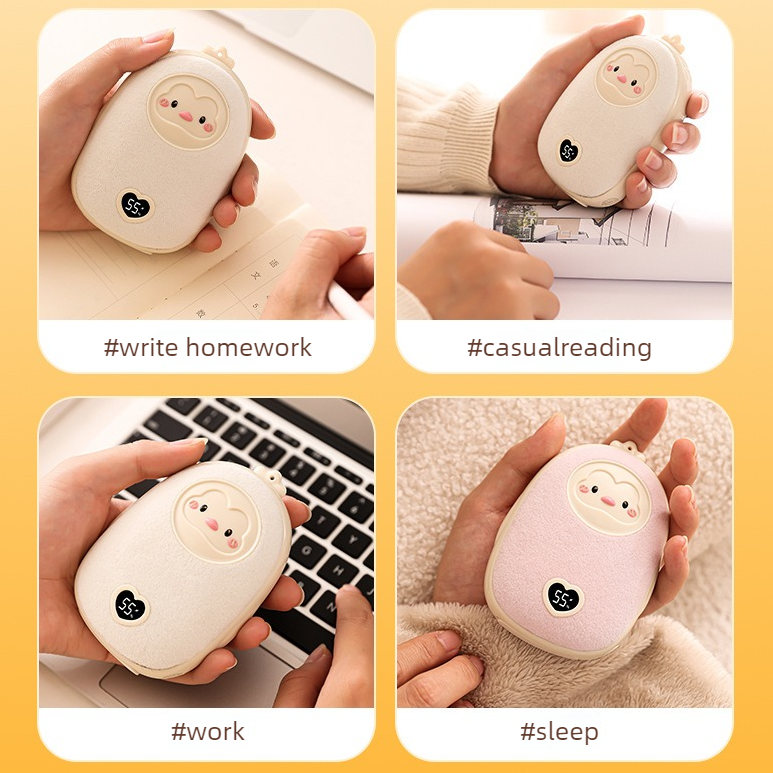 Cute Cartoon Hand Warmer 2-in-1 Portable USB Charging Power Bank, 3 Temperature Settings Pocket Heater—Pink - Image 2