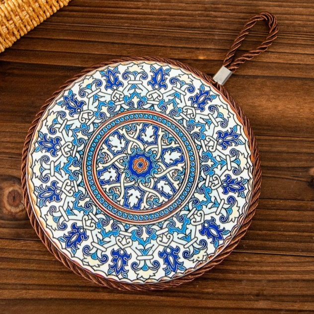 4-Pack - Chinese Retro Ceramic Trivet, Heat-Resistant, Non-Scratch Coaster with Cork Base, 17cm Round Table Mats - Blue-and-White Porcelain Pattern - Image 1