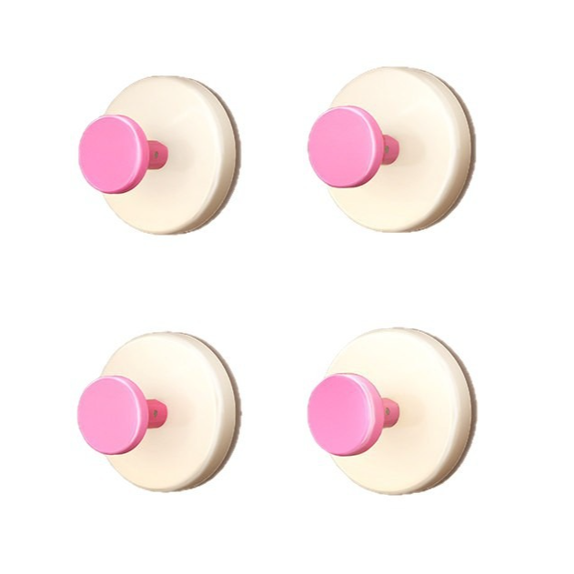 4-Pack - No-Drill Suction Cup Door Handle, Reusable Pull Knob for Wardrobes, Refrigerators, and Glass Sliding Doors - Pink - Image 1