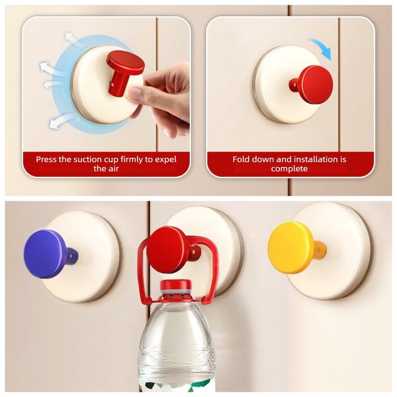 4-Pack - No-Drill Suction Cup Door Handle, Reusable Pull Knob for Wardrobes, Refrigerators, and Glass Sliding Doors - Pink - Image 2
