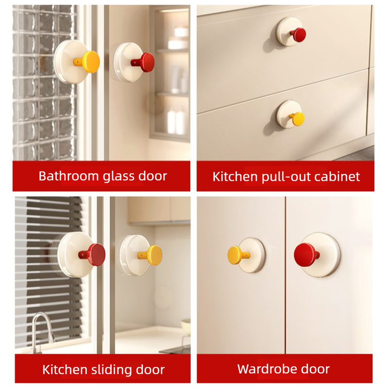 4-Pack - No-Drill Suction Cup Door Handle, Reusable Pull Knob for Wardrobes, Refrigerators, and Glass Sliding Doors - Pink - Image 3
