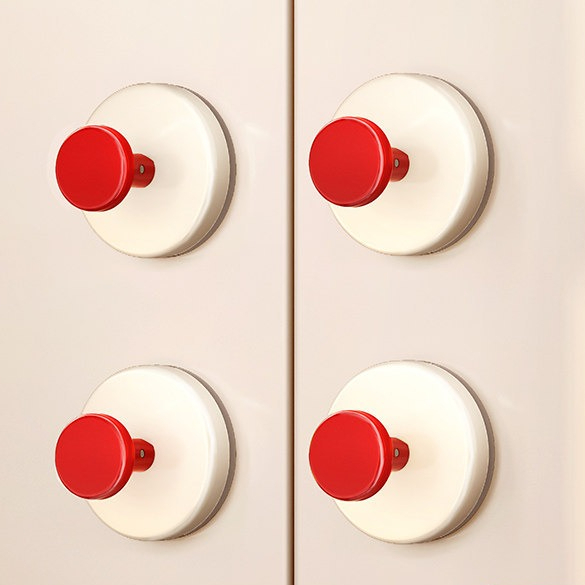 4-Pack - No-Drill Suction Cup Door Handle, Reusable Pull Knob for Wardrobes, Refrigerators, and Glass Sliding Doors - Red - Image 1