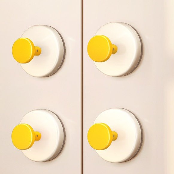 4-Pack - No-Drill Suction Cup Door Handle, Reusable Pull Knob for Wardrobes, Refrigerators, and Glass Sliding Doors - Yellow - Image 1