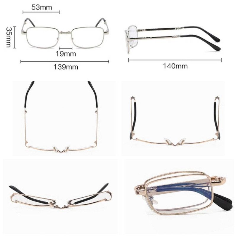 +3.00 Diopter Metal Portable Foldable Anti-Blue Light Reading Glasses, Lightweight Compact Readers for Seniors - Silver - Image 6