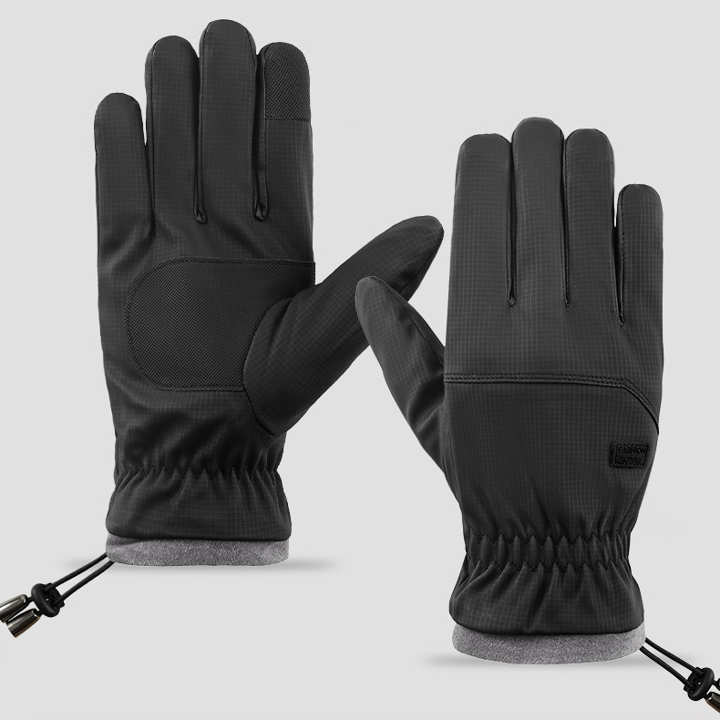 Winter Fleece-Lined Touchscreen Gloves, Windproof, Water-Resistant, Anti-Slip Thermal Gloves for Cycling and Driving, Unisex, One Pair—Black (One Size Fits All) - Image 1