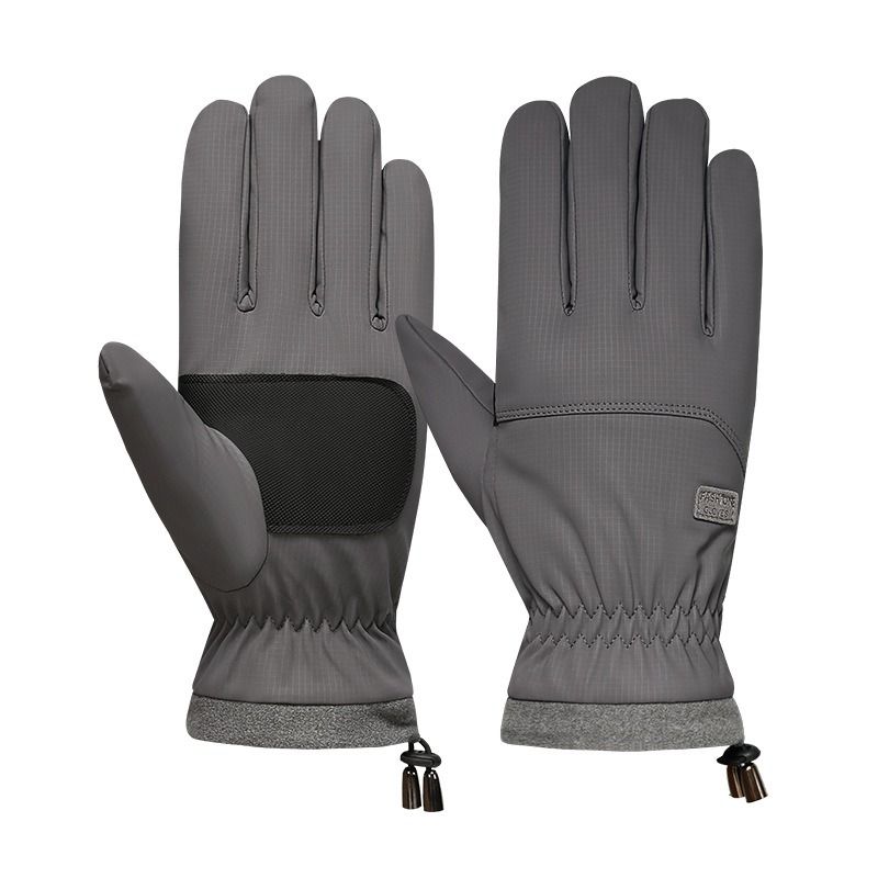 Winter Fleece-Lined Touchscreen Gloves, Windproof, Water-Resistant, Anti-Slip Thermal Gloves for Cycling and Driving, Unisex, One Pair—Gray (One Size Fits All) - Image 1