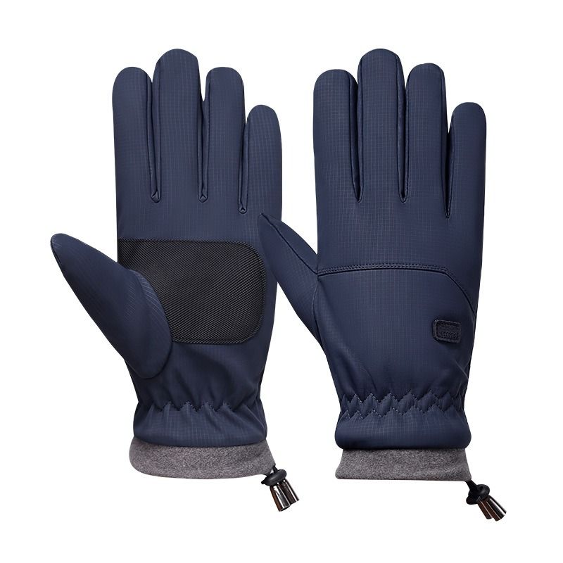 Winter Fleece-Lined Touchscreen Gloves, Windproof, Water-Resistant, Anti-Slip Thermal Gloves for Cycling and Driving, Unisex, One Pair—Blue (One Size Fits All) - Image 1