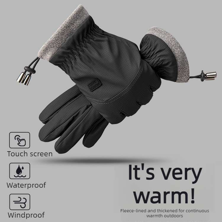Winter Fleece-Lined Touchscreen Gloves, Windproof, Water-Resistant, Anti-Slip Thermal Gloves for Cycling and Driving, Unisex, One Pair—Blue (One Size Fits All) - Image 2