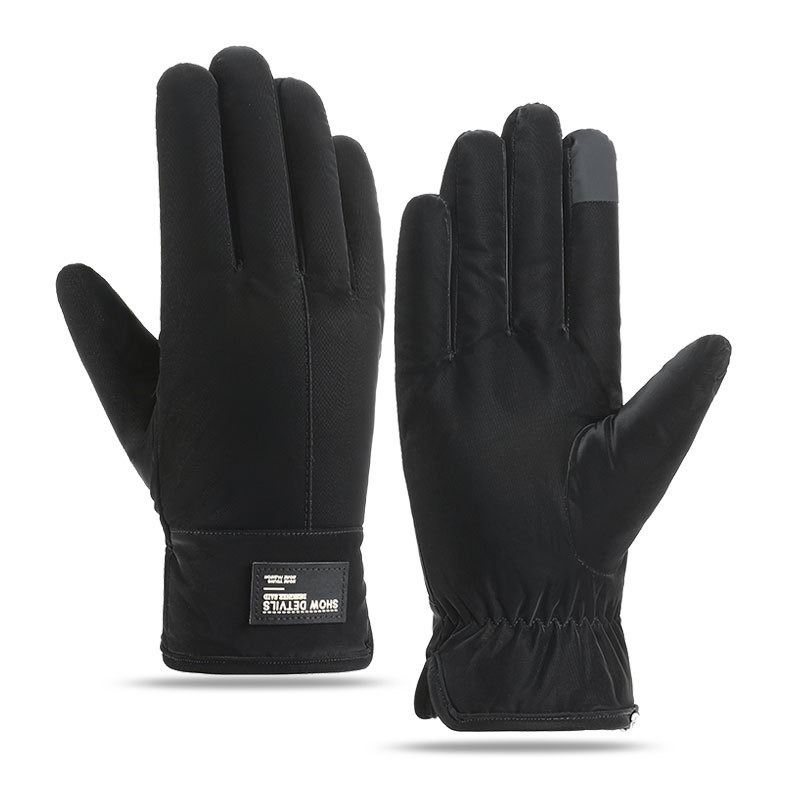 Winter Thick Polar Fleece Touchscreen Gloves, Windproof and Water-Resistant Thermal Gloves for Cycling and Motorcycling, One Pair—Black (One Size Fits All) - Image 1