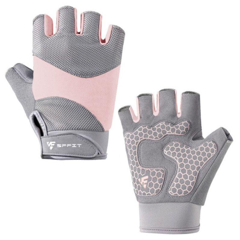 Pink - Size M - Silicone Anti-Slip Half-Finger Workout Gloves, Breathable Shock-Absorbing Gym Gloves for Cycling, One Pair, Unisex - Image 1