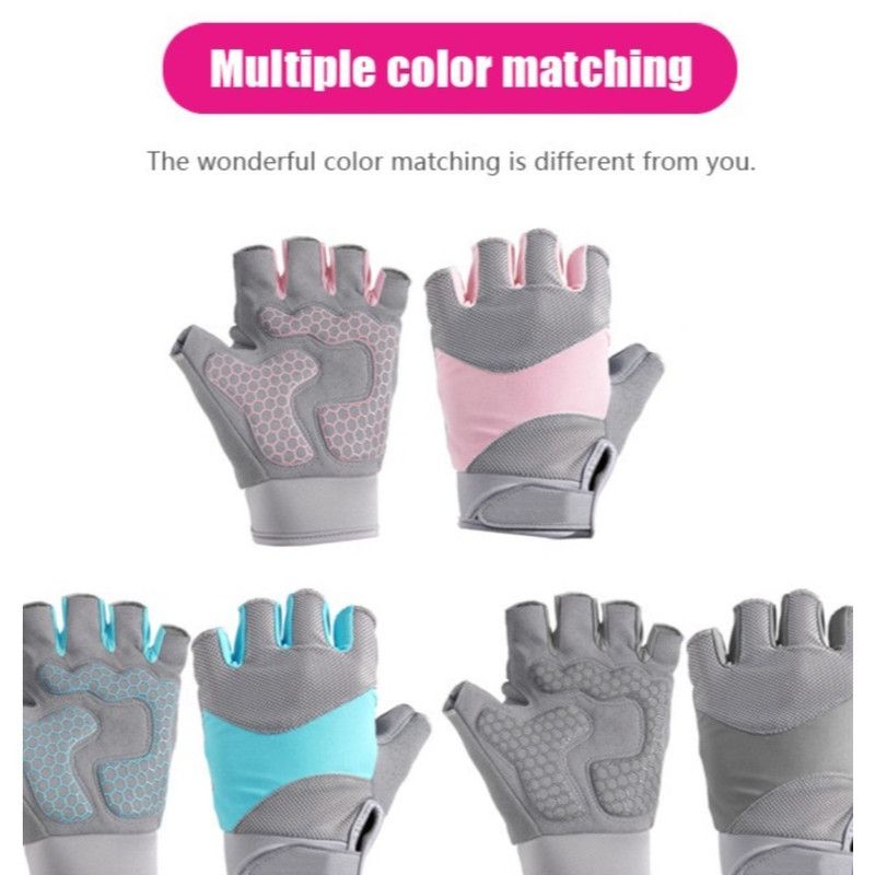 Gray - Size L - Silicone Anti-Slip Half-Finger Workout Gloves, Breathable Shock-Absorbing Gym Gloves for Cycling, One Pair, Unisex - Image 3