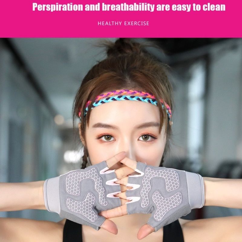 Gray - Size L - Silicone Anti-Slip Half-Finger Workout Gloves, Breathable Shock-Absorbing Gym Gloves for Cycling, One Pair, Unisex - Image 6