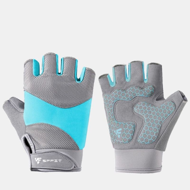 Blue - Size S - Silicone Anti-Slip Half-Finger Workout Gloves, Breathable Shock-Absorbing Gym Gloves for Cycling, One Pair, Unisex - Image 1
