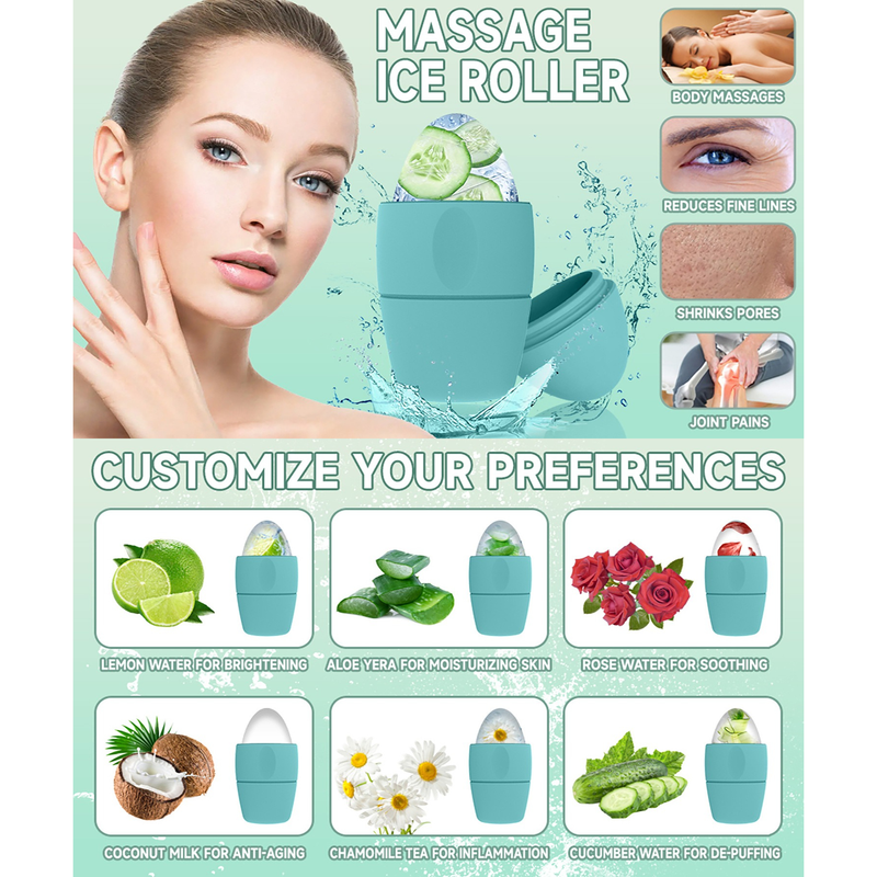 2-Pack - 2-in-1 Dual-Head Ice Beauty Device, Cold Compress Lifting and De-Puffing Skincare Tool for Home Use - Cyan - Image 3