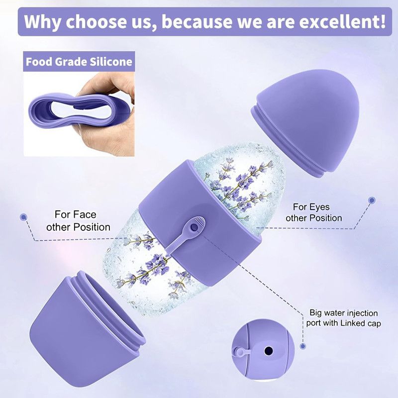 2-Pack - 2-in-1 Dual-Head Ice Beauty Device, Cold Compress Lifting and De-Puffing Skincare Tool for Home Use - Purple - Image 2