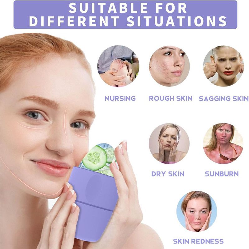 2-Pack - 2-in-1 Dual-Head Ice Beauty Device, Cold Compress Lifting and De-Puffing Skincare Tool for Home Use - Purple - Image 4