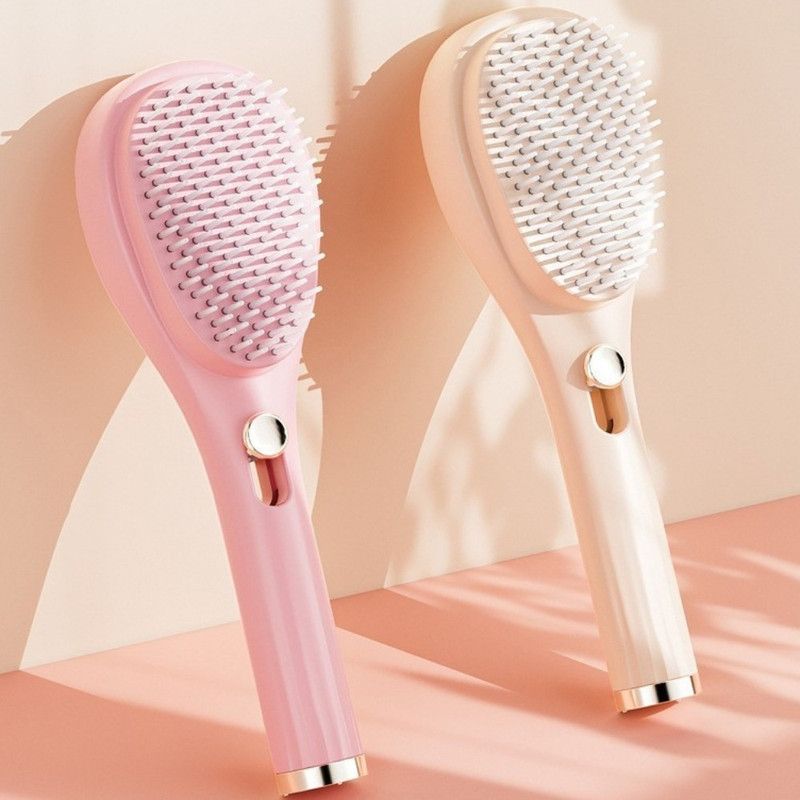 One-Click Self-Clean Retractable Massage Air Cushion Comb, Anti-Static Detangling Hair Brush for Scalp Care & Lifting—Beige - Image 6