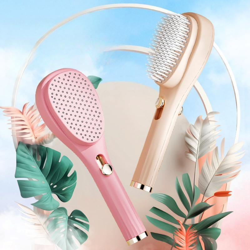One-Click Self-Clean Retractable Massage Air Cushion Comb, Anti-Static Detangling Hair Brush for Scalp Care & Lifting—Beige - Image 7