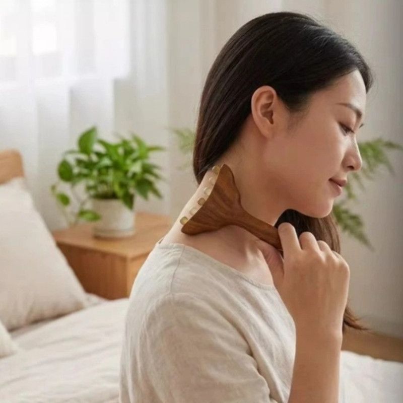 Red Sandalwood Facial Massager Beauty Push Tool, Horn Beads Lifting Gua Sha Meridian Massage Stick - Image 5