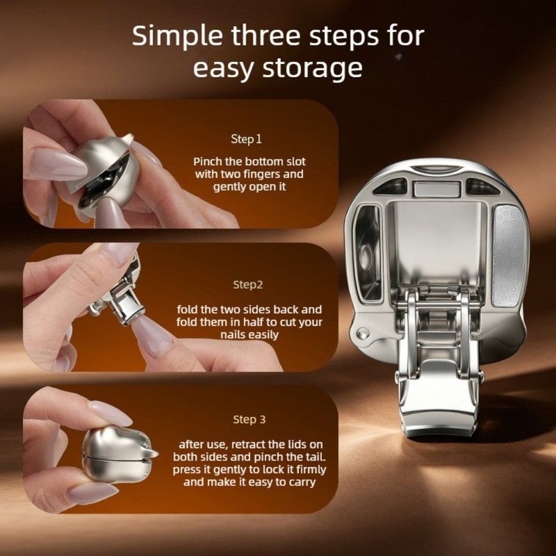 Cartoon Puppy Mini Folding Nail Clipper, Thick Stainless Steel Portable Anti-Splash Travel Nail Cutter—Dark Gray - Image 3