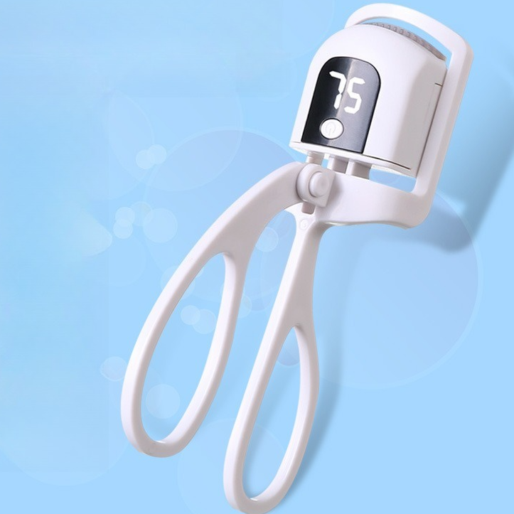 Digital 3-Temperature Heated Eyelash Curler, USB-Rechargeable, Portable, Long-Lasting Lash Curling Tool—White - Image 1
