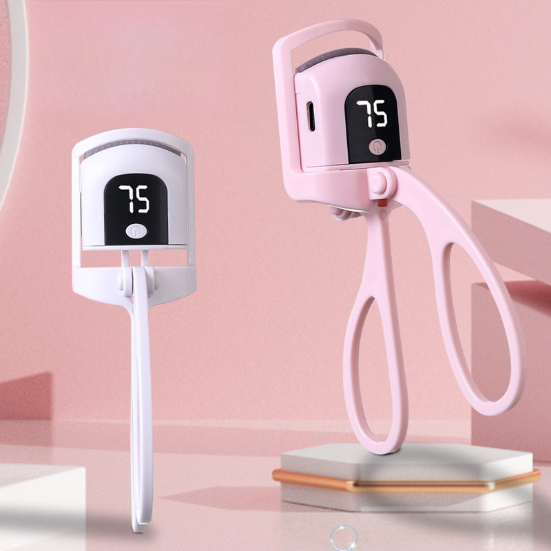Digital 3-Temperature Heated Eyelash Curler, USB-Rechargeable, Portable, Long-Lasting Lash Curling Tool—White - Image 5