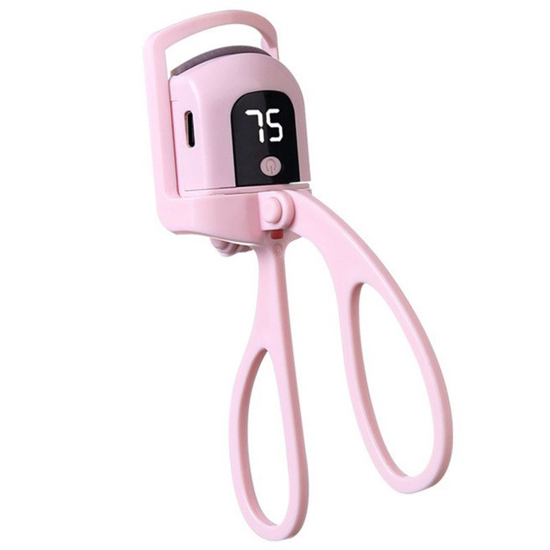 Digital 3-Temperature Heated Eyelash Curler, USB-Rechargeable, Portable, Long-Lasting Lash Curling Tool—Pink - Image 1