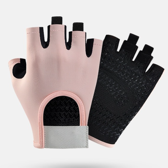 Pink - Size L - Women's Half-Finger Fitness Gloves, Silicone Anti-Slip Breathable Gloves for Yoga, Cycling, and Sports - Image 1