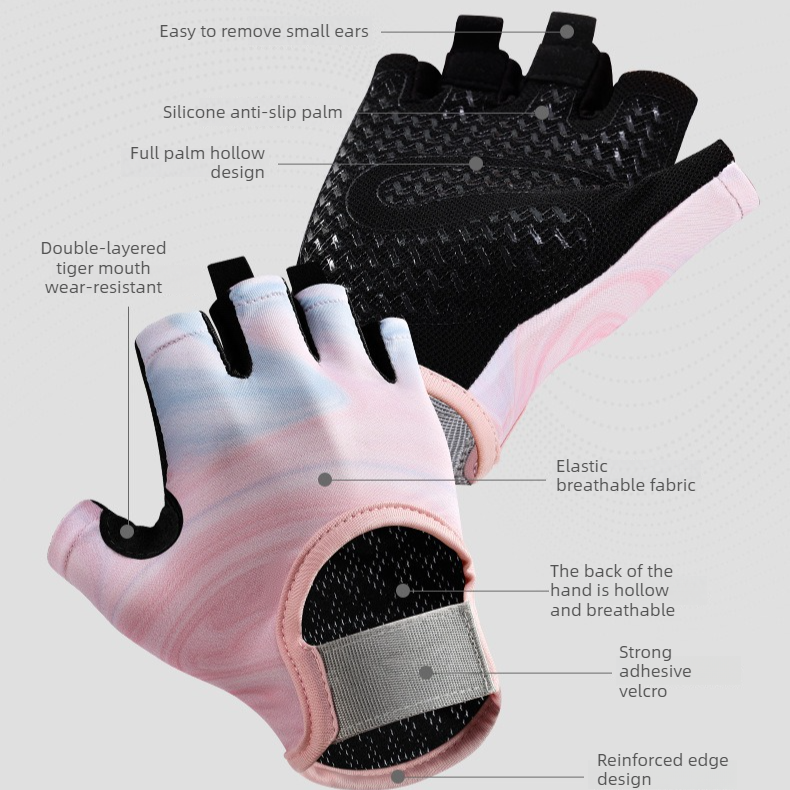 Gray - Size L - Women's Half-Finger Fitness Gloves, Silicone Anti-Slip Breathable Gloves for Yoga, Cycling, and Sports - Image 3