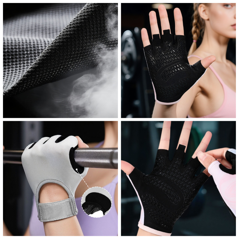 Gray - Size L - Women's Half-Finger Fitness Gloves, Silicone Anti-Slip Breathable Gloves for Yoga, Cycling, and Sports - Image 5