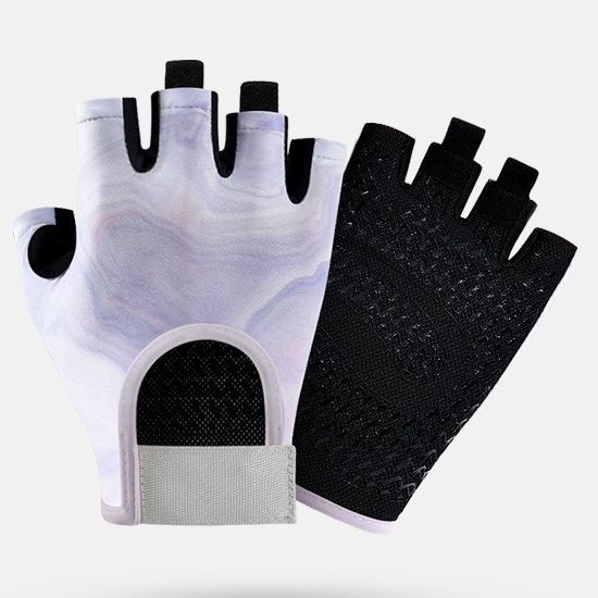 Purple Gradient - Size L - Women's Gradient Print Half-Finger Fitness Gloves, Silicone Anti-Slip Breathable Gloves for Yoga, Cycling, and Sports - Image 1