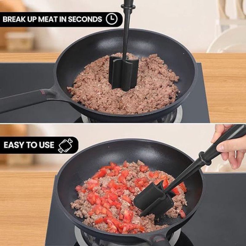 Food Grade Nylon 5-Blade Meat Chopper Spatula, Heat Resistant Non-Stick Ground Beef Masher Multi-Purpose Cooking Tool - Image 7