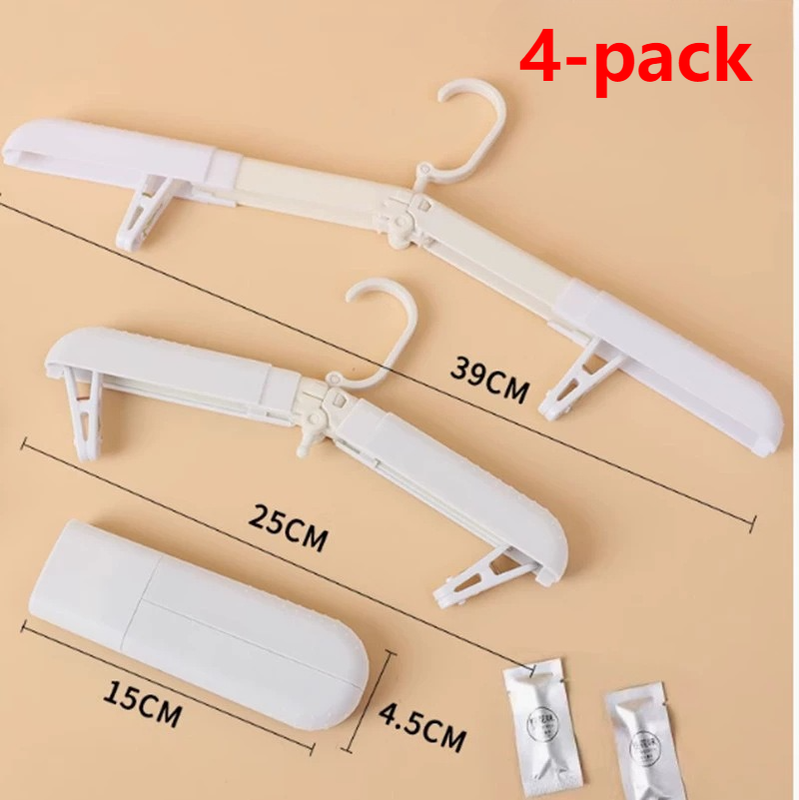 4-Pack Portable Foldable Travel Clothes Hangers, Extendable Anti-Slip Clips, Multifunctional Laundry Hangers for Trips and Hotels—Black - Image 1