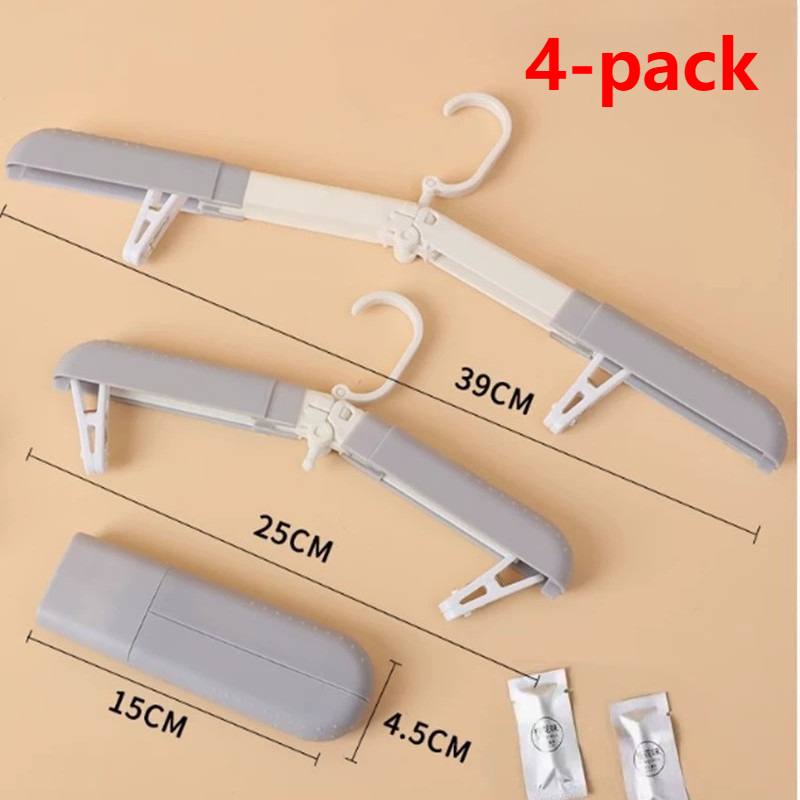 4-Pack Portable Foldable Travel Clothes Hangers, Extendable Anti-Slip Clips, Multifunctional Laundry Hangers for Trips and Hotels—White - Image 1